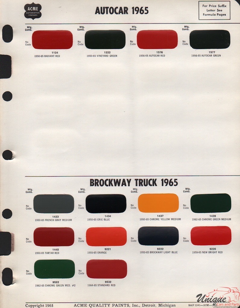 1965 Autocar Paint Charts Acme